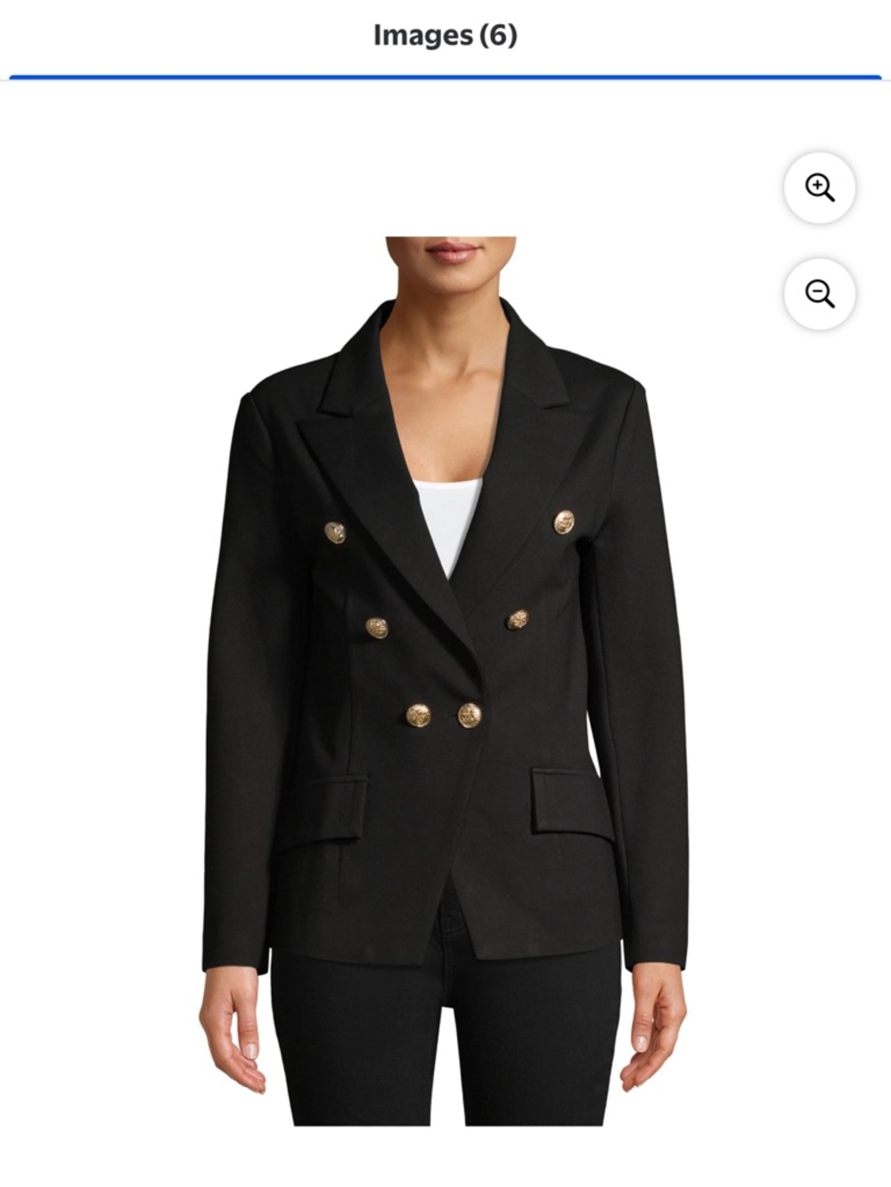 NWT Double-Breasted Black Blazer with Gold Buttons by Attitude Unknown